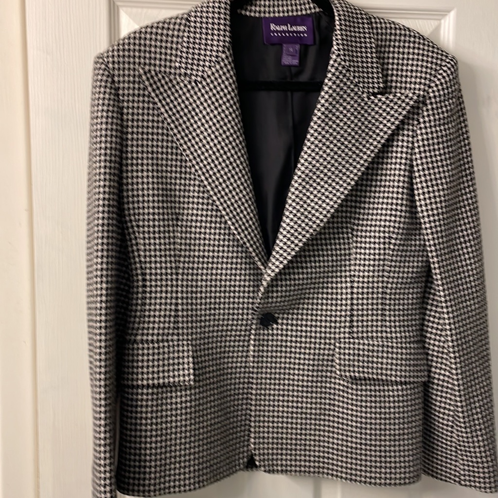 Ralph Lauren Vintage Purple Label Black And White Houndstooth Blazer